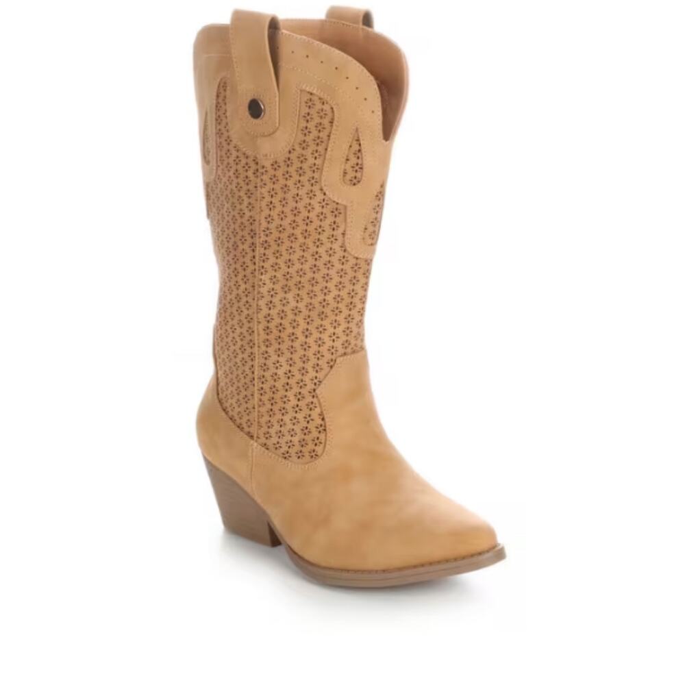 NEW Sugar Women's Tammy Perf Mid-Calf Western Boots Tan Size 7M Pointed Toe - Picture 2 of 6